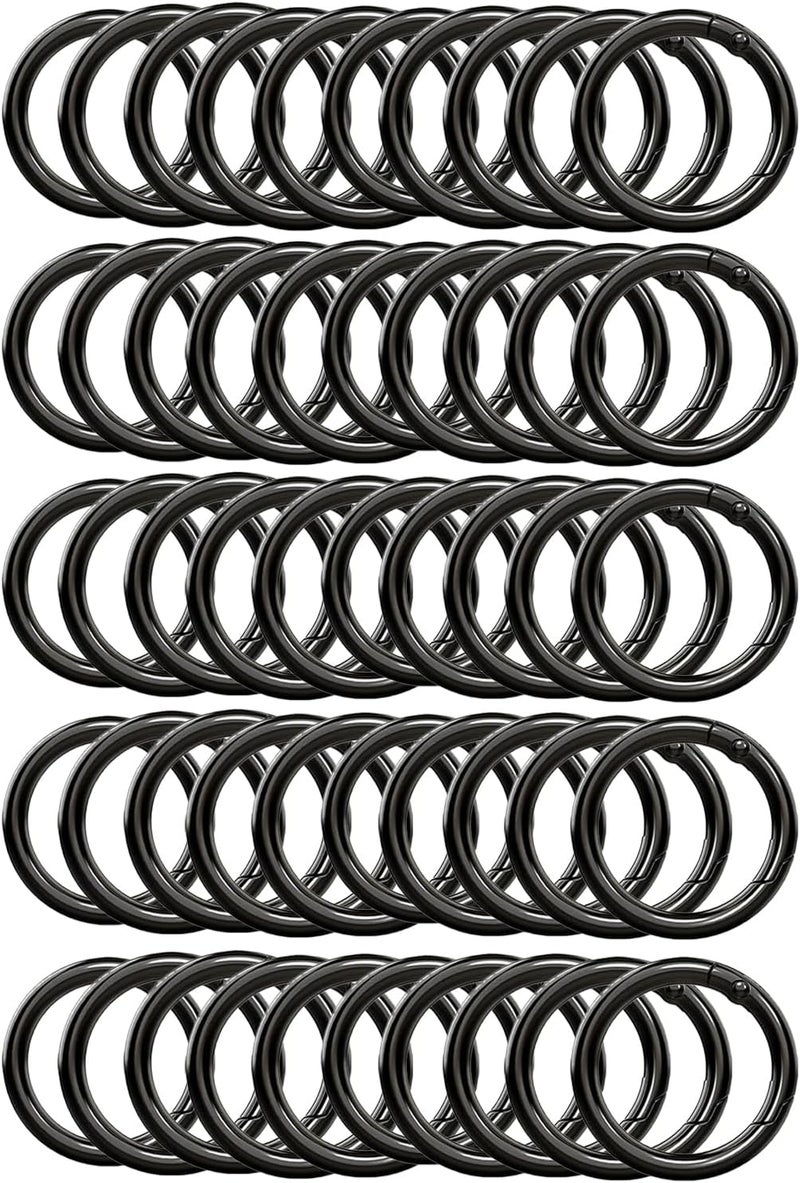 Hibmisy 50pcs 1 Inch Metal Spring O Rings,Round Carabiners Clips Snap Hooks for Keychains, Purse, Shoulder Bag,DIY Crafts (Gray) - Image 1